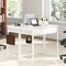 Costway Space Saving Home Computer Desk with 2 Fabric Drawers 4 Hanging Hooks & Metal Frame Brown/White